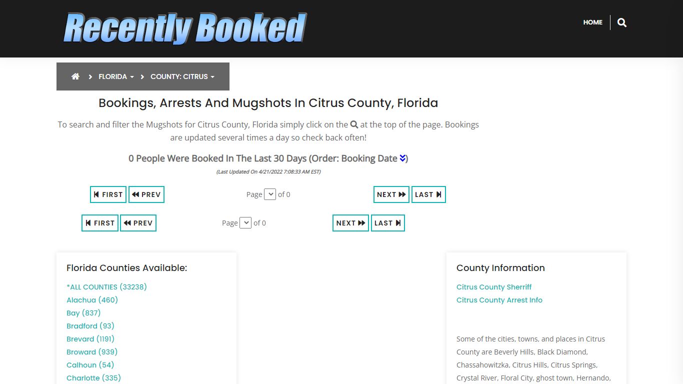 Recent bookings, Arrests, Mugshots in Citrus County, Florida